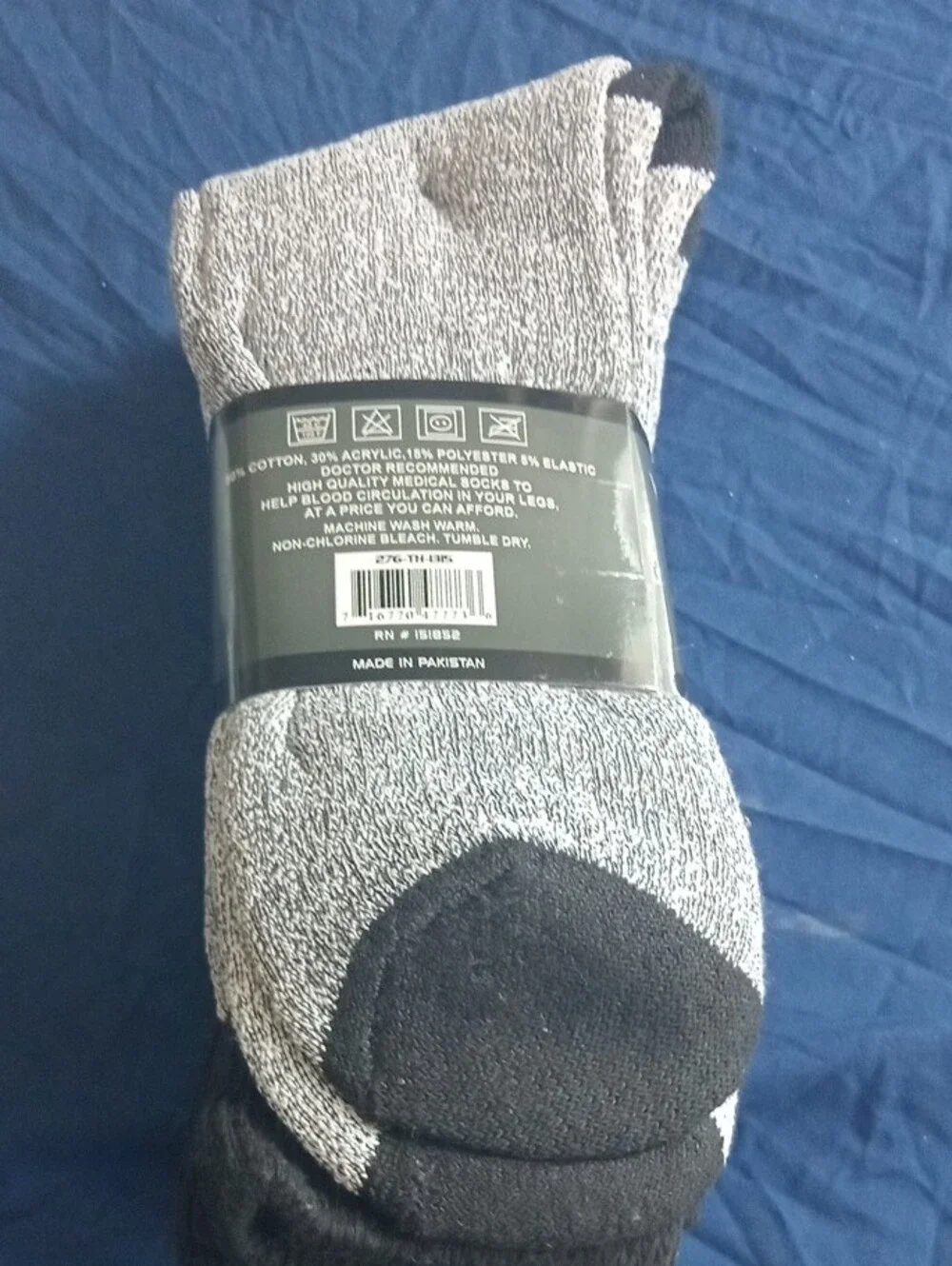 Diabetic Thermal Socks 3 Pack- Black & Gray Non-Binding Top
